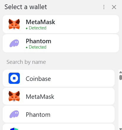 Select wallet and confirm payment into the wallet.