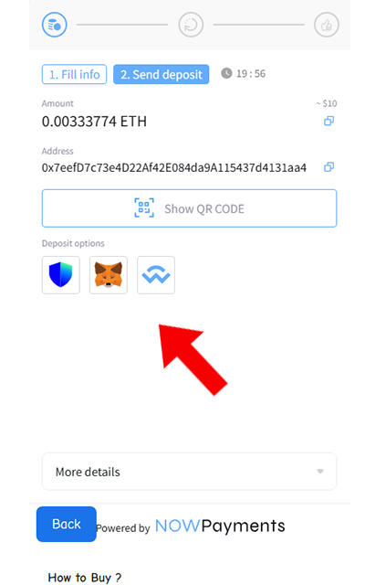 Make payment with wallet or manually send amount to the address .